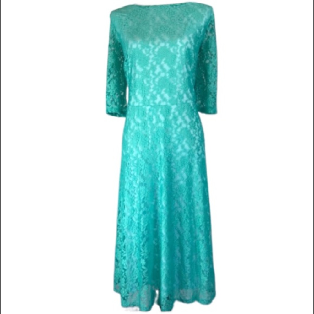 Sangria 3/4 Sleeve Aqua Lace Dress NWT - Picture 1 of 8